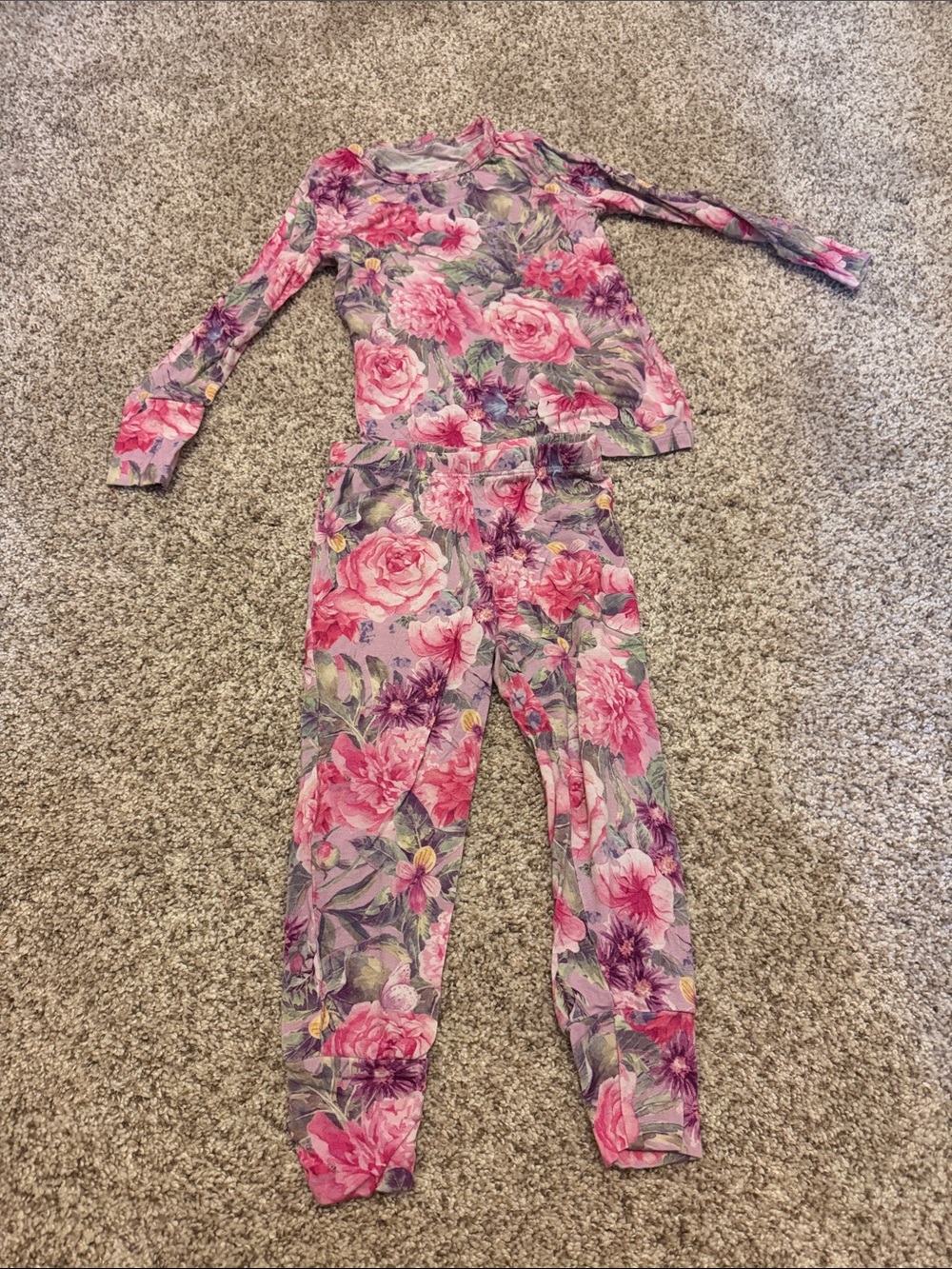 Posh Peanut Pink and Purple Floral Toddler Long Sleeve Pajama Set